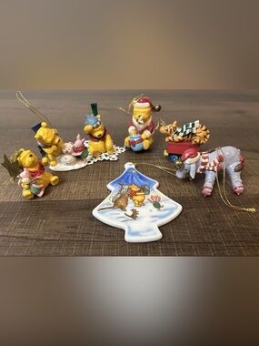 Lot 7 Vintage Winnie the Pooh MCF Holiday Christmas Ornaments Disney